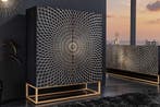 Design Highboard ILLUSION 120cm zwart mangohout massief hout, Ophalen of Verzenden, Nieuw