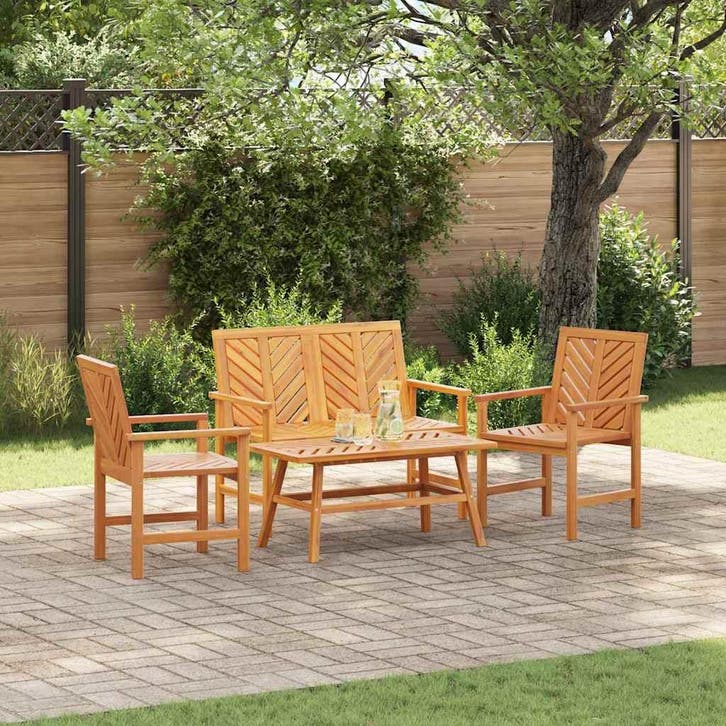 vidaXL Tuin loungeset 4 st Bruin Massief Acaciahout, Tuin en Terras, Tuinsets en Loungesets, Loungeset, Nieuw, 4 zitplaatsen, Verzenden