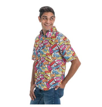 90s Blouse Cartoon gekleurde Tekstwolkjes, Ophalen of Verzenden, Nieuw