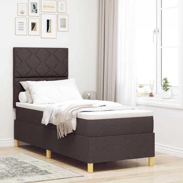 vidaXL LED Box Spring Bed met hoofdeinde Donkerbruin 80 x, Eenpersoons, Bruin, Verzenden, Nieuw
