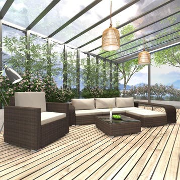 vidaXL 8-delige Loungeset met kussens poly rattan bruin, Verzenden, Nieuw, 8 zitplaatsen, Loungeset