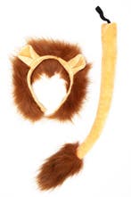 Leeuw Haarband Oren Staart Diadeem Set Bruin Oortjes Leeuwin, Ophalen of Verzenden, Nieuw, Carnaval, Accessoires