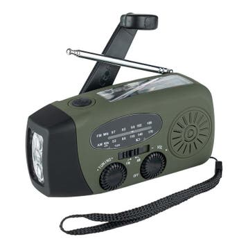 Fosco solar noodradio AM/FM met LED lamp en accu, legerg..., Nieuw