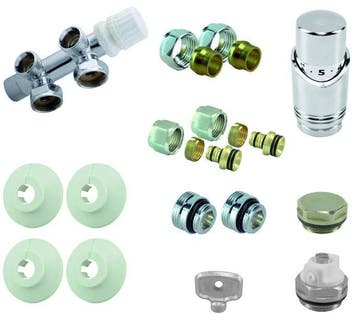 Luxe Set onderblok compleet haaks (rechts) 16x2,0 +15 knel, Doe-het-zelf en Verbouw, Verzenden, Nieuw
