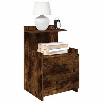 vidaXL Nachtkastjes 2 st met 2 lades gerookt eikenkleurig, Huis en Inrichting, Minder dan 45 cm, Verzenden, Nieuw, 55 tot 70 cm