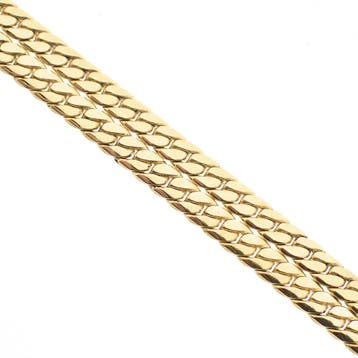 Gouden platte gourmetschakel ketting, Ophalen of Verzenden, Gebruikt, Overige kleuren, Goud
