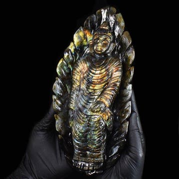 Beeld, Big Madagascar Labradorite Carved Sleeping Lord