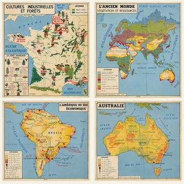 Rossignol Oberthur - 3 kaarten Oude Wereld / Zuid-Amerika /, Nieuw