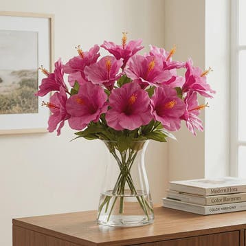 Set van 2 Boeketten Kunst Hibiscus Bloemen - Zomerse Decorat, Verzenden, Nieuw
