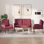 vidaXL Sofa-Sets met kussen 3 pcs Wijnrood 115 x 56 x 80 cm, Huis en Inrichting, Banken | Bankstellen, Verzenden, Nieuw, Minder dan 150 cm