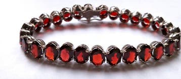 Zonder minimumprijs - Armband 925 zilver - Boheemse granaat, Nieuw
