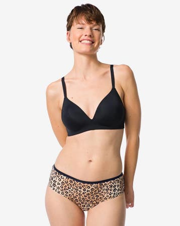 HEMA Dameshipster katoen met kant luipaard beige 3+1 gratis, Kleding | Dames, Verzenden, Beige