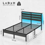 Bedframe met lattenbodem - 120x200 cm - Metaal - Zwart - Rol, Verzenden, Zo goed als nieuw