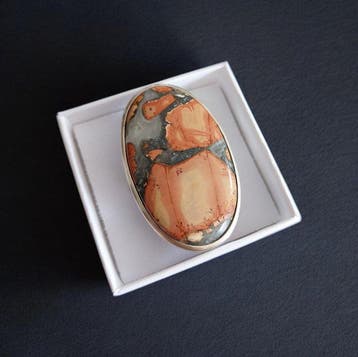 Ring van Maligano-jaspis en zilver 925. Prachtig