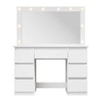 Kaptafel / Schminktafel Lilia - Incl. LED en Lades - Wit, Verzenden, Nieuw