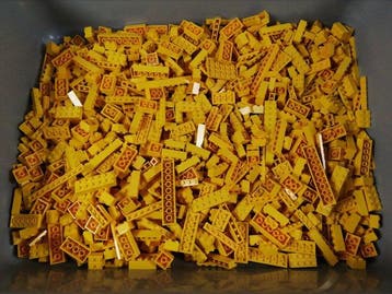 Lego - 01. Partij van 1000 gele bouwstenen - 1980-1990, Nieuw