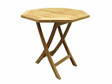 Klaptafel 80 cm achtkantig teak, Ophalen of Verzenden, Nieuw, Teakhout