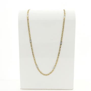 Bicolor gouden marine schakel ketting met wiebertjes, Sieraden, Tassen en Uiterlijk, Kettingen, Ophalen of Verzenden, Gebruikt