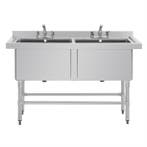 Diepe dubbele RVS spoelbak  | 2x 100L  | 90 x 141 x 60cm, Verzenden, Nieuw in verpakking
