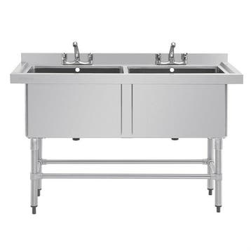 Diepe dubbele RVS spoelbak  | 2x 100L  | 90 x 141 x 60cm, Verzenden, Nieuw in verpakking