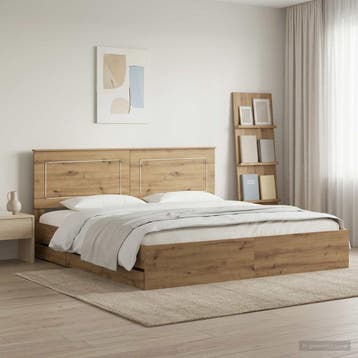 vidaXL Bed Frame with Storage and Headboard Artisan Oak 180, Bruin, Verzenden, Hout, Nieuw