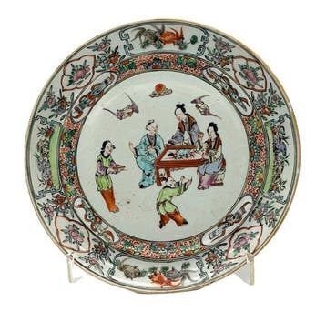dinastia Qing - Wandbord - Porselein - Cantão/Famille Rose.