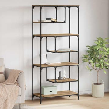 vidaXL Boekenkast 6-laags 81 x 36 x 176 cm Bewerkt hout, Huis en Inrichting, Minder dan 50 cm, Verzenden, Nieuw, 150 tot 200 cm