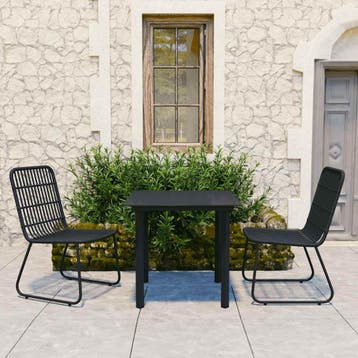 vidaXL 3-delige Tuinset poly rattan en glas, Verzenden, Nieuw, 2 zitplaatsen, Tuinset
