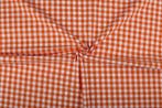 Ruitjesstof oranje wit geruit - 10mm geruit, Hobby en Vrije tijd, Stoffen en Lappen, 120 cm of meer, Oranje, Ophalen of Verzenden