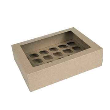 HoM Cupcake Doosje 24 MINI Kraft (incl tray met venster) 2st, Verzenden, Nieuw