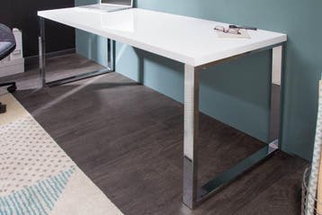 Modern bureau WHITE DESK 140cm witte hoogglans bureautafel -, Ophalen of Verzenden, Nieuw