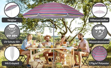 Parasol Cyprus Kleurrijk Ø180cm met kantelfunctie, Verzenden, Nieuw
