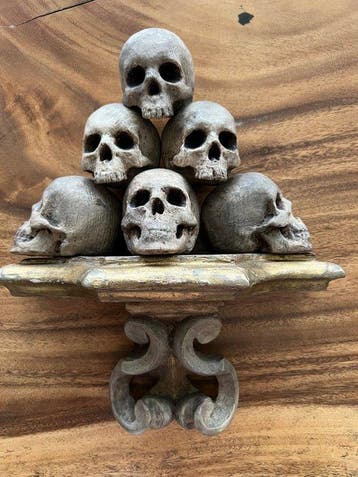 Beeld, Momento Mori - 30 cm - Hout, Antiek en Kunst