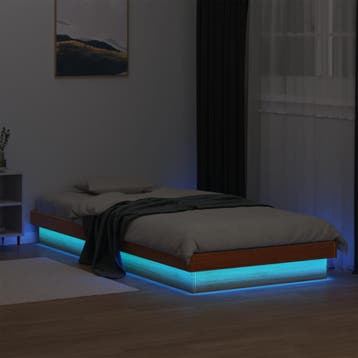 vidaXL Bedframe met LED massief grenenhout wasbruin 90x190, 90 cm, Eenpersoons, Bruin, Verzenden