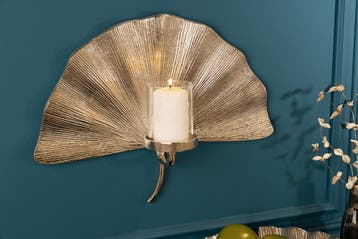 Decoratieve kandelaar GINKGO 44cm zilver handgemaakt metalen, Huis en Inrichting, Woonaccessoires | Vazen, Ophalen of Verzenden