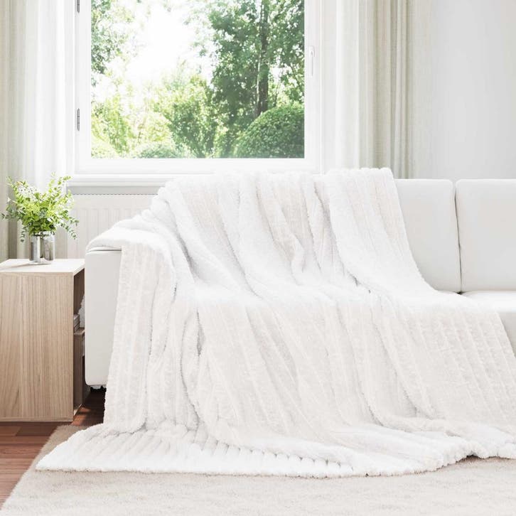 vidaXL Kleden 6 pcs Wit 240 x 220 cm Fleece, Huis en Inrichting, Slaapkamer | Beddengoed, Wit, Nieuw, Verzenden