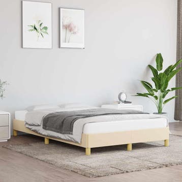 vidaXL Bedframe zonder matras 120x200 cm stof crèmekleurig, Verzenden, Nieuw, Twijfelaar, 120 cm