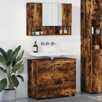 vidaXL Badkamermeubelset 2 st Gerookt eiken 76,5 x 35 x 64, Verzenden, Nieuw, Overige typen