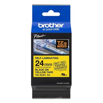 Brother TZe-SL651 zelflaminerend tape zwart op geel 24 mm, Computers en Software, Printerbenodigdheden, Verzenden, Nieuw, Printertape