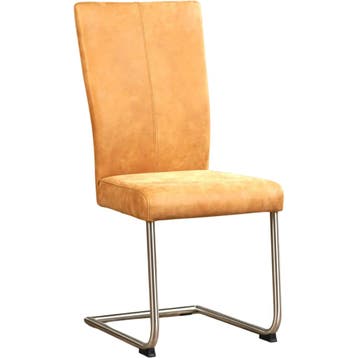 Leren eetkamerstoel Dry - Kenia Cognac (cognac) - Sledepoot, Ophalen of Verzenden, Nieuw, Leer, Modern