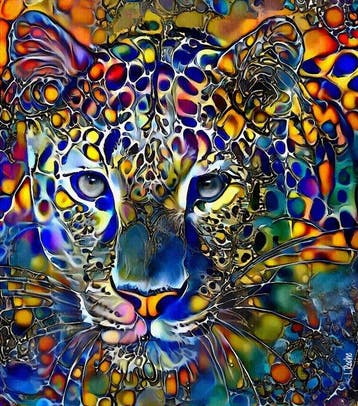 Lea Roche - LEOPARDO 3000, Antiek en Kunst, Kunst | Schilderijen | Modern