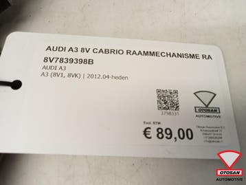 Audi A3 8V Cabrio Raammechanisme Rechts Achter 8V7839398B, Auto-onderdelen, Ophalen, Gebruikt, Audi