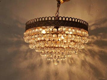 Lamp - Elegante plafondlamp in mandvorm – goudkleurig brons