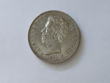 Spanje. Amadeo I. 5 Pesetas 1871*74 DEM (Zonder