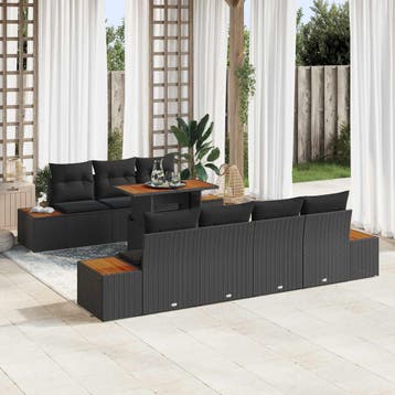 vidaXL Tuin Sofa Set met opslag 8 pcs Zwart Poly riet, Verzenden, Nieuw, Rotan, 8 zitplaatsen