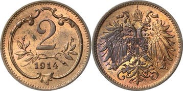 2 Heller 1914, Kaiserreich Österreich Franz Joseph I 1848.., Verzenden