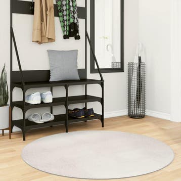 vidaXL Vloerkleed IZA laagpolig Scandinavisch Ø 120 cm, Verzenden, Nieuw, Crème