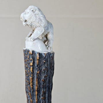 Wandelstok - Been - Oude jachtstok leeuw