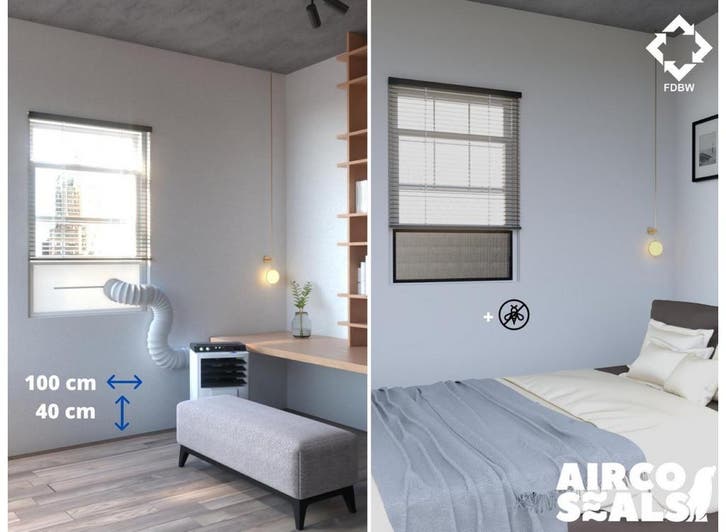 Airco Raamafdichting Mobiele Airco Voor Schuifraam – Met Hor, Witgoed en Apparatuur, Airco's, Nieuw, Verzenden
