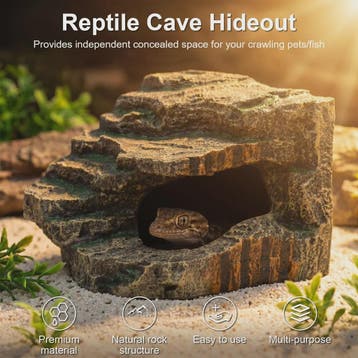 Decoratieve Reptielen Grot & Basking Platform - Hars Ornamen, Dieren en Toebehoren